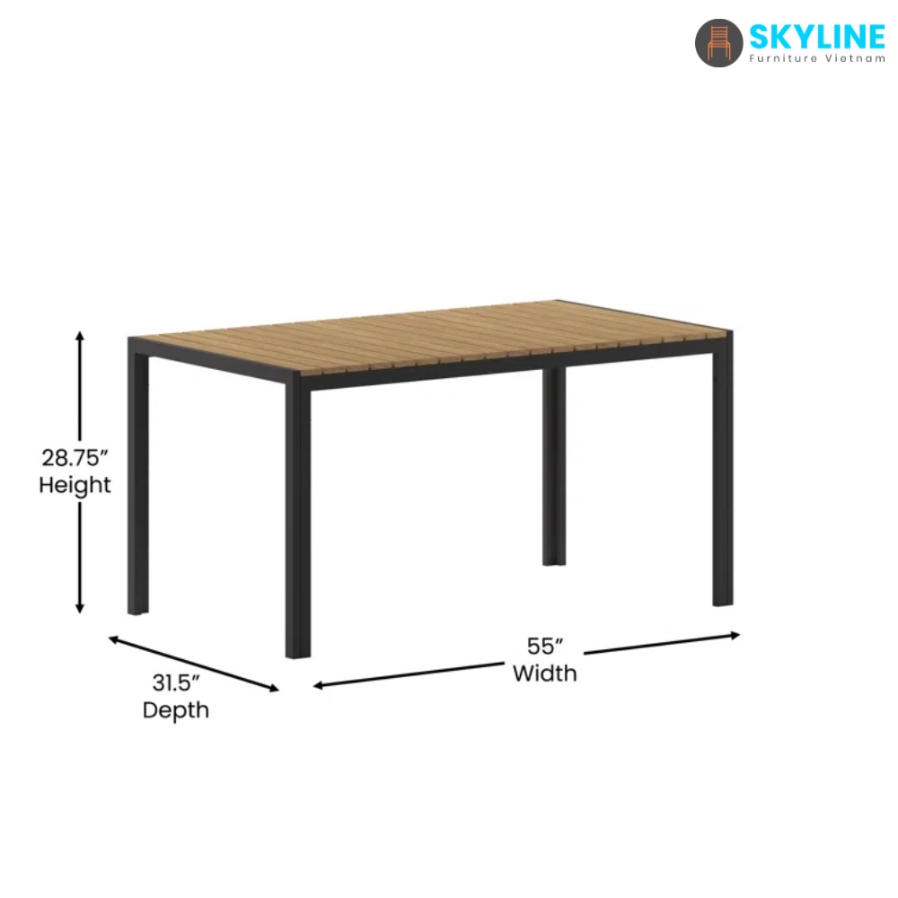 Skyline Modern Patio Furniture Outdoor Dining Table Luxury Aluminum Restaurant Furniture Garden Table