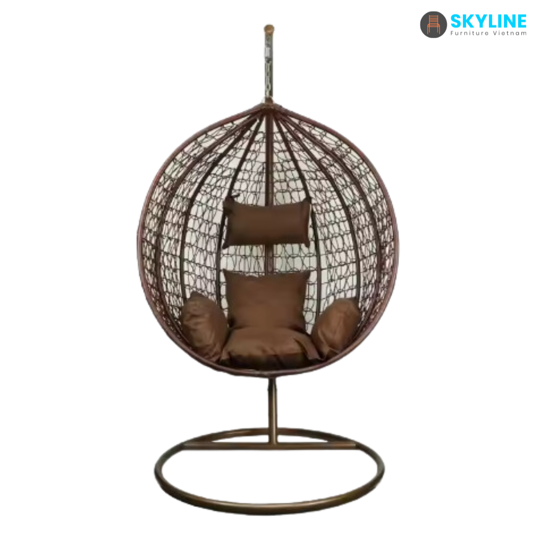 Modern Design Egg Swing Chair Swing Set Rattan Hanging Patio Swing With Metal Stand From Viet Nam