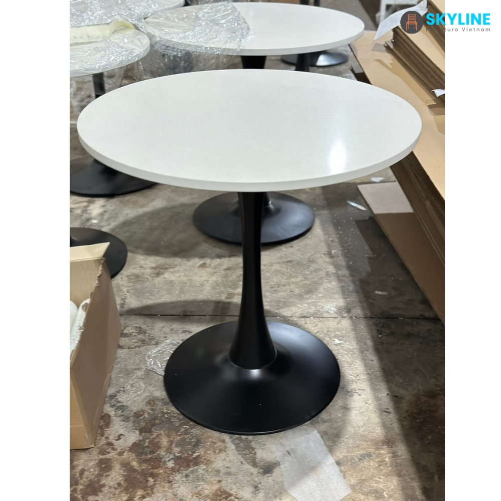 Modern Luxury Coffee Table Round White Cafe Tea Table Gold Marble Tulip Table from Vietnam