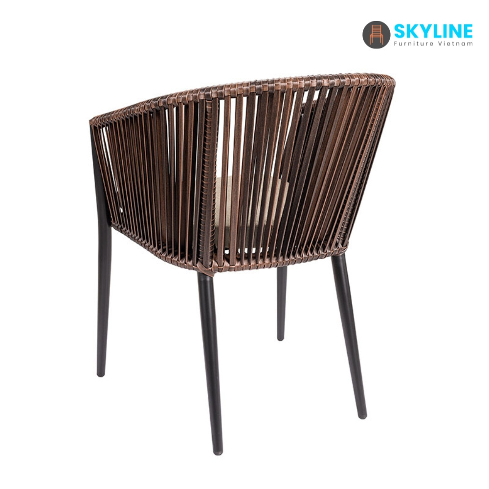 Custom Restaurant Hotel Outdoor Wicker Dining Chairs Patio Furniture Modern Luxury Rattan  Chairs