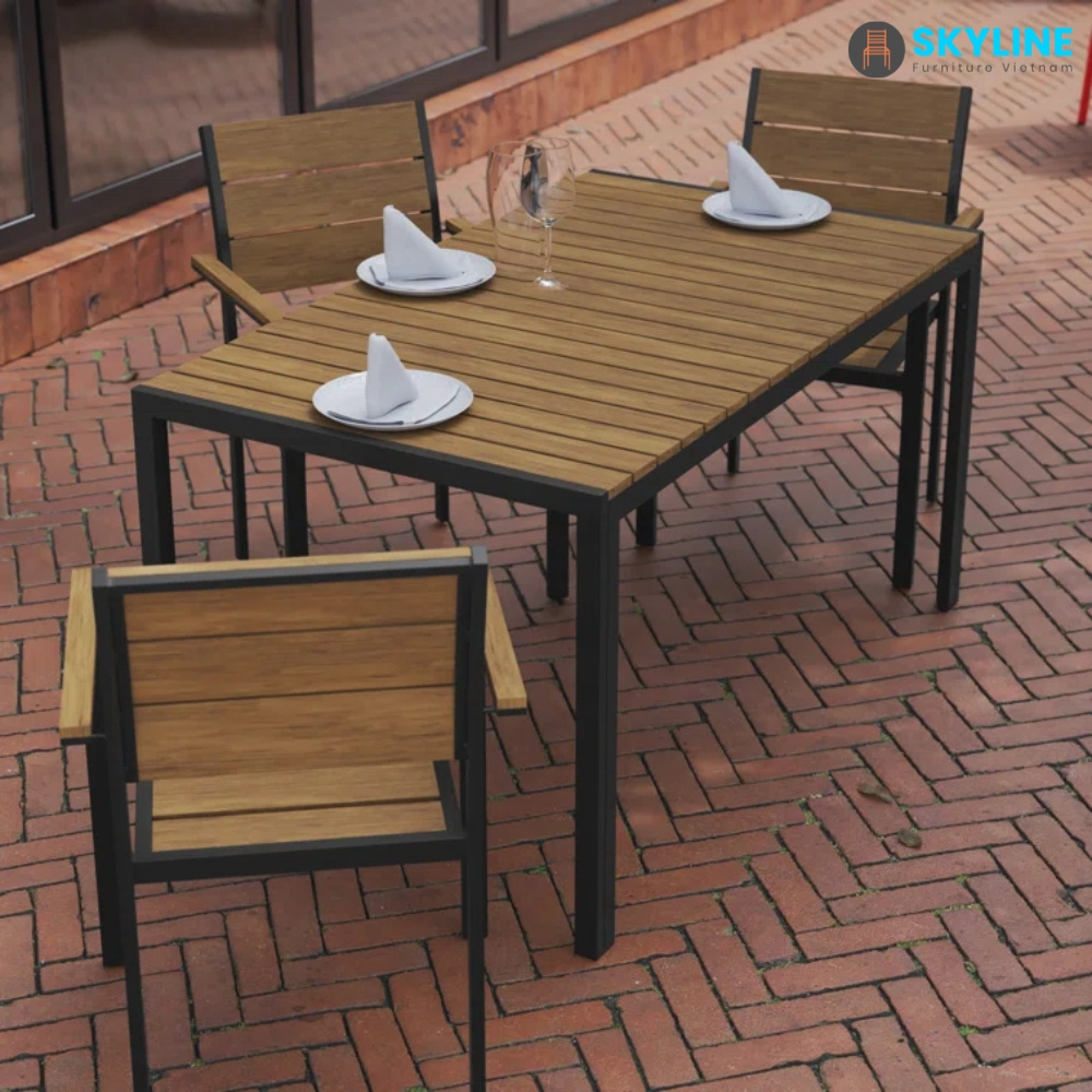 Skyline Modern Patio Furniture Outdoor Dining Table Luxury Aluminum Restaurant Furniture Garden Table