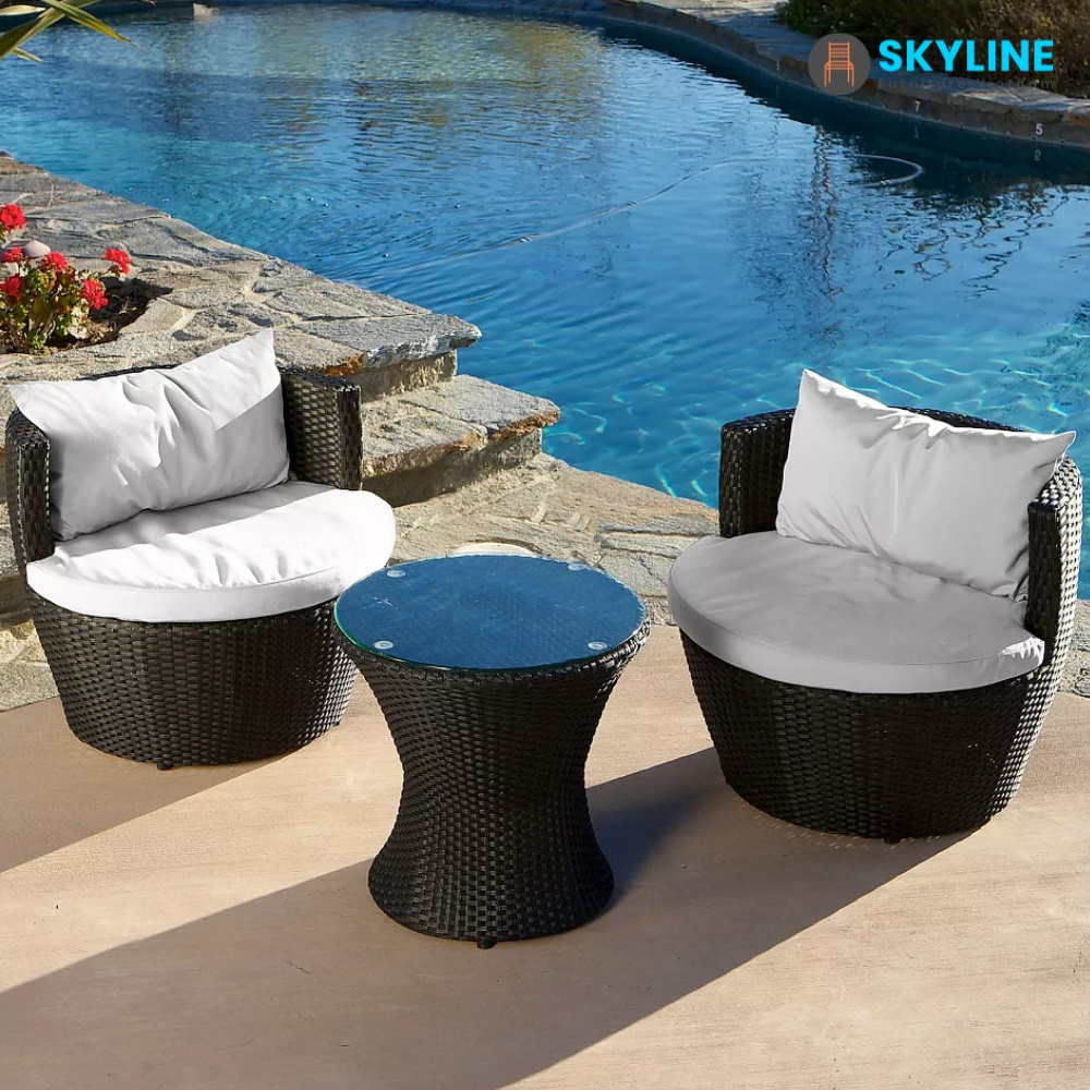 Skyline OUTDOOR PLASTIC RATATE TABLE AND CHAIR SET Outdoor Patio Garden Balcony Furniture Set