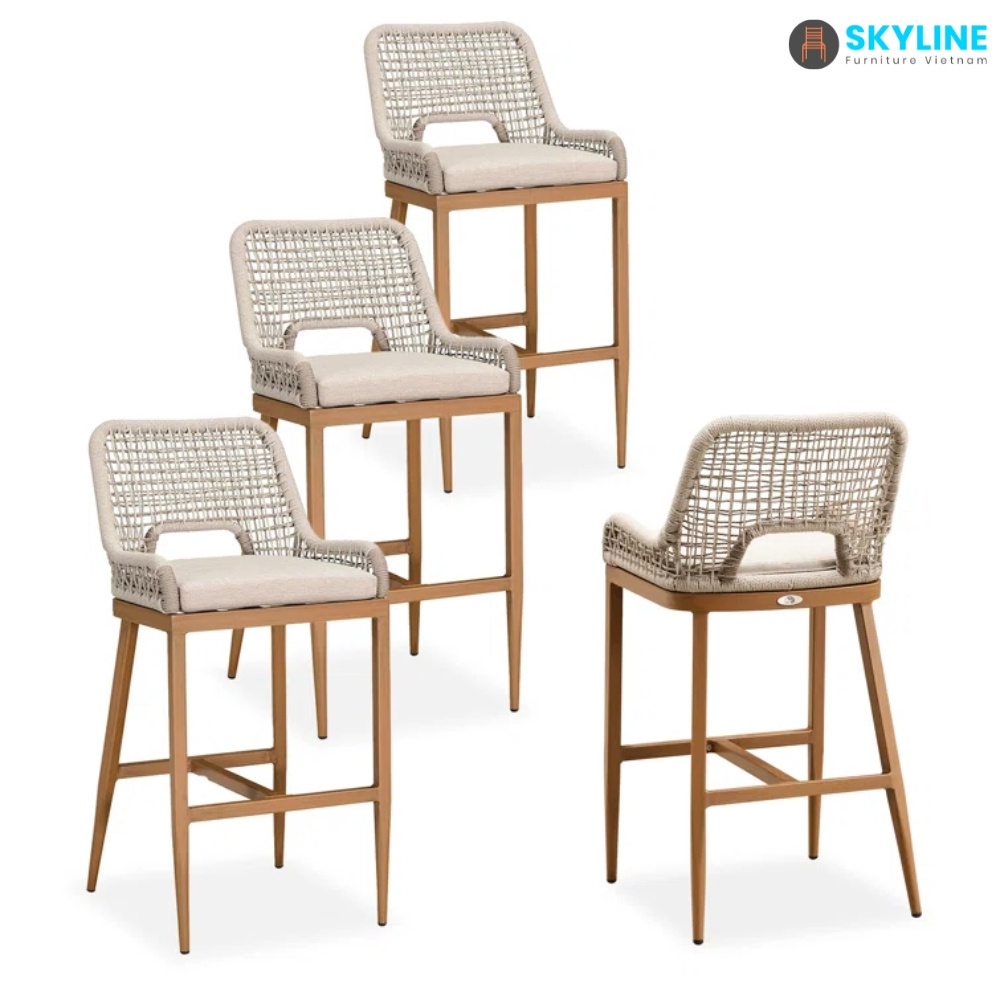 Skyline Modern Outdoor Bar Stool High Chairs Table Set Luxury Garden Furniture Bar Table And Chair For Restaurant And Bars