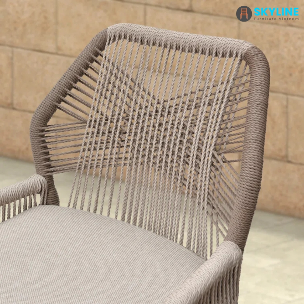 Skyline Modern Hotel Bar Furniture Rope Woven Outside High Bar Stool Chair Terrace Outdoor Bar Chair