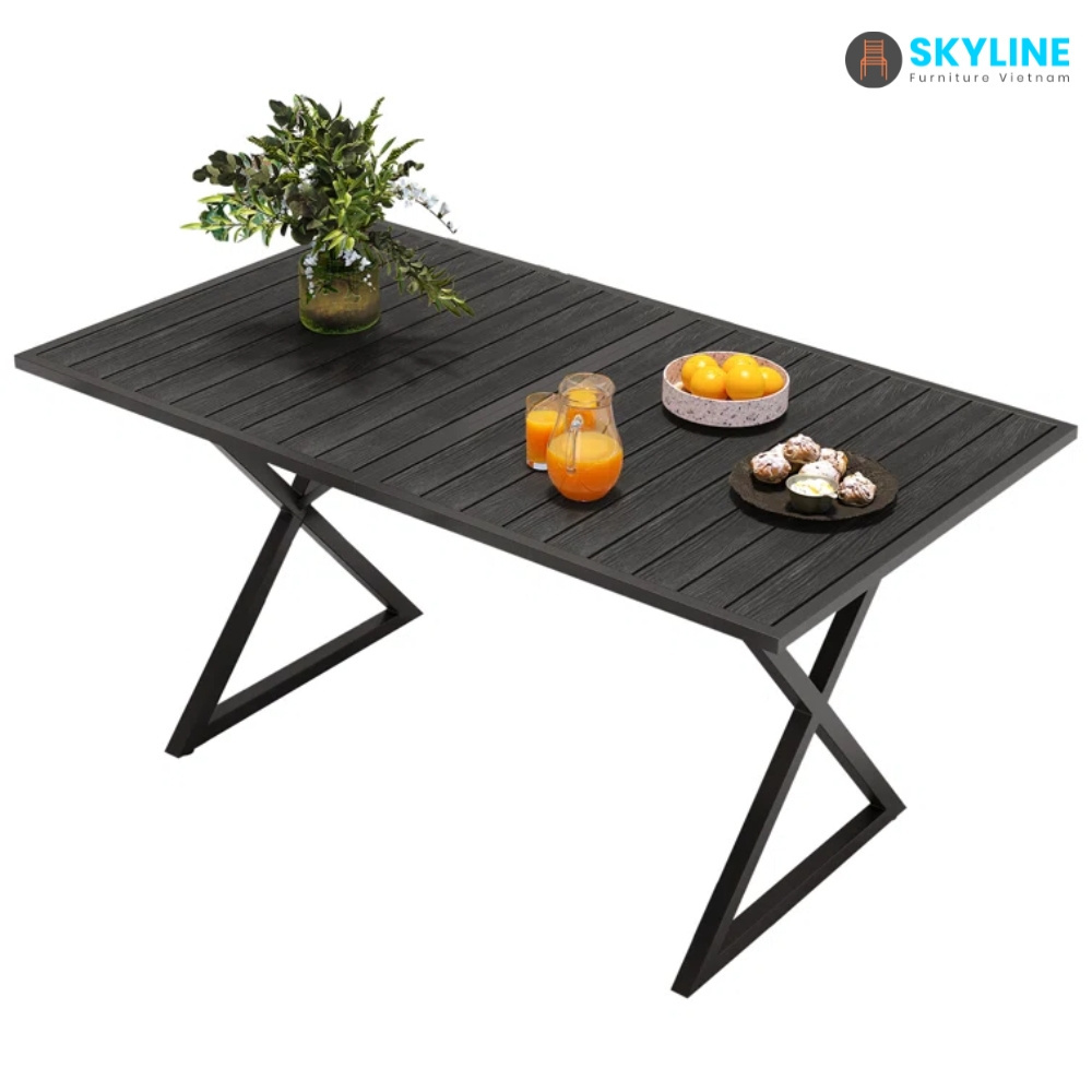 Skyline Luxury Restaurant Furniture Outdoor Tables Aluminum Garden Furniture Modern Extension Patio Dining Table