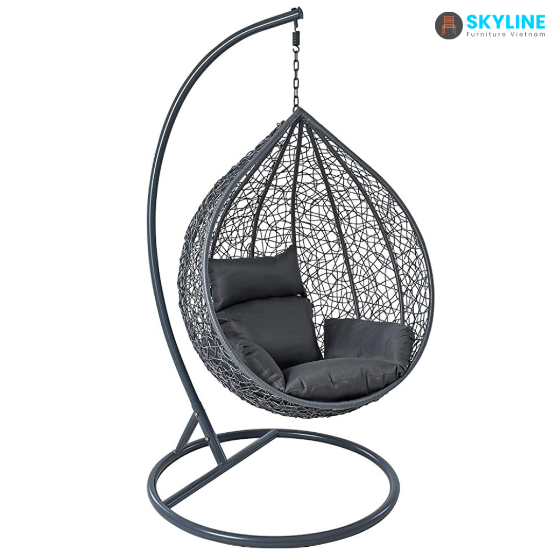 Modern Design Egg Swing Chair Swing Set Rattan Hanging Patio Swing With Metal Stand From Viet Nam