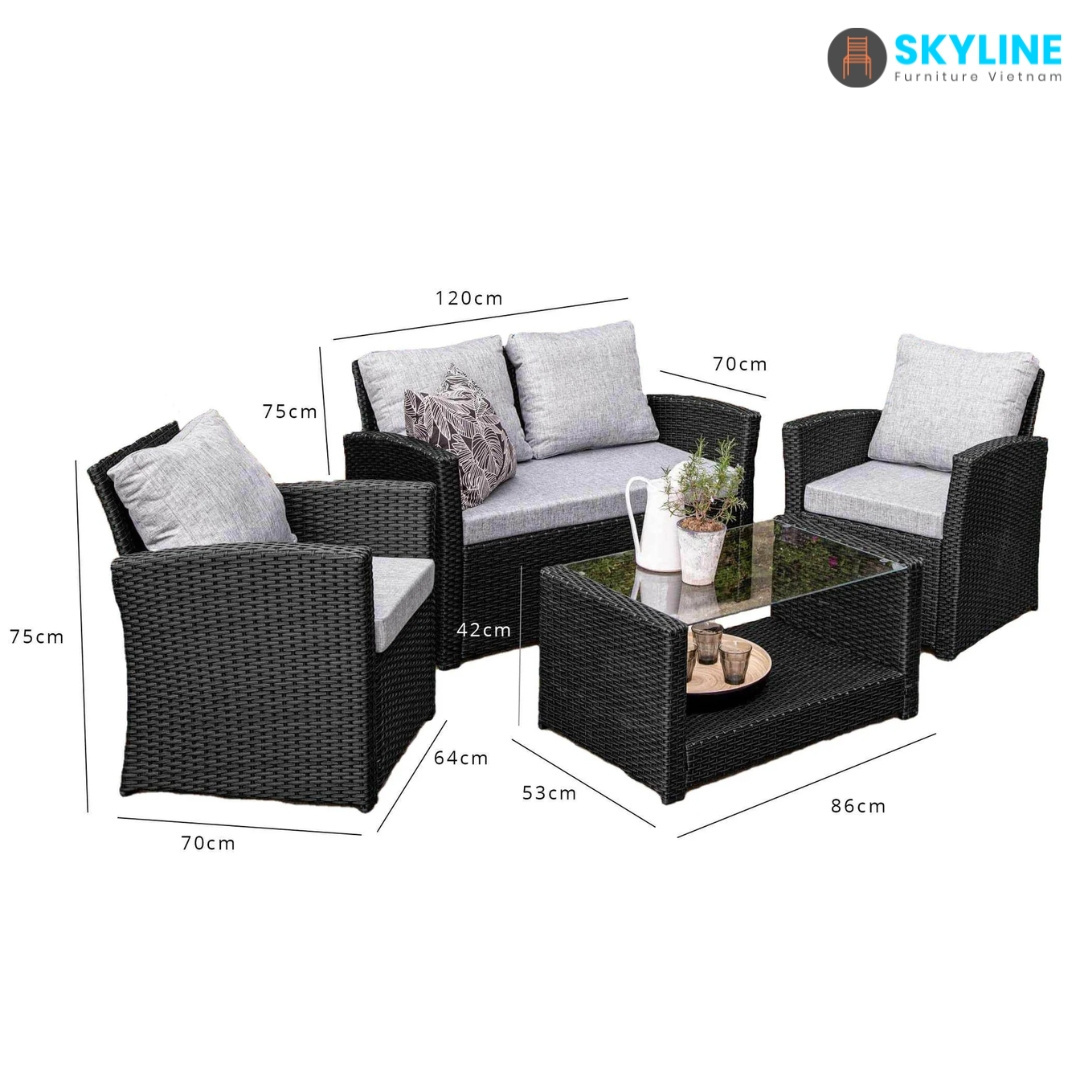 Custom Outdoor Garden Rattan / Wicker Furniture Garden Rattan Sofa Patio Outdoor Rattan Furniture