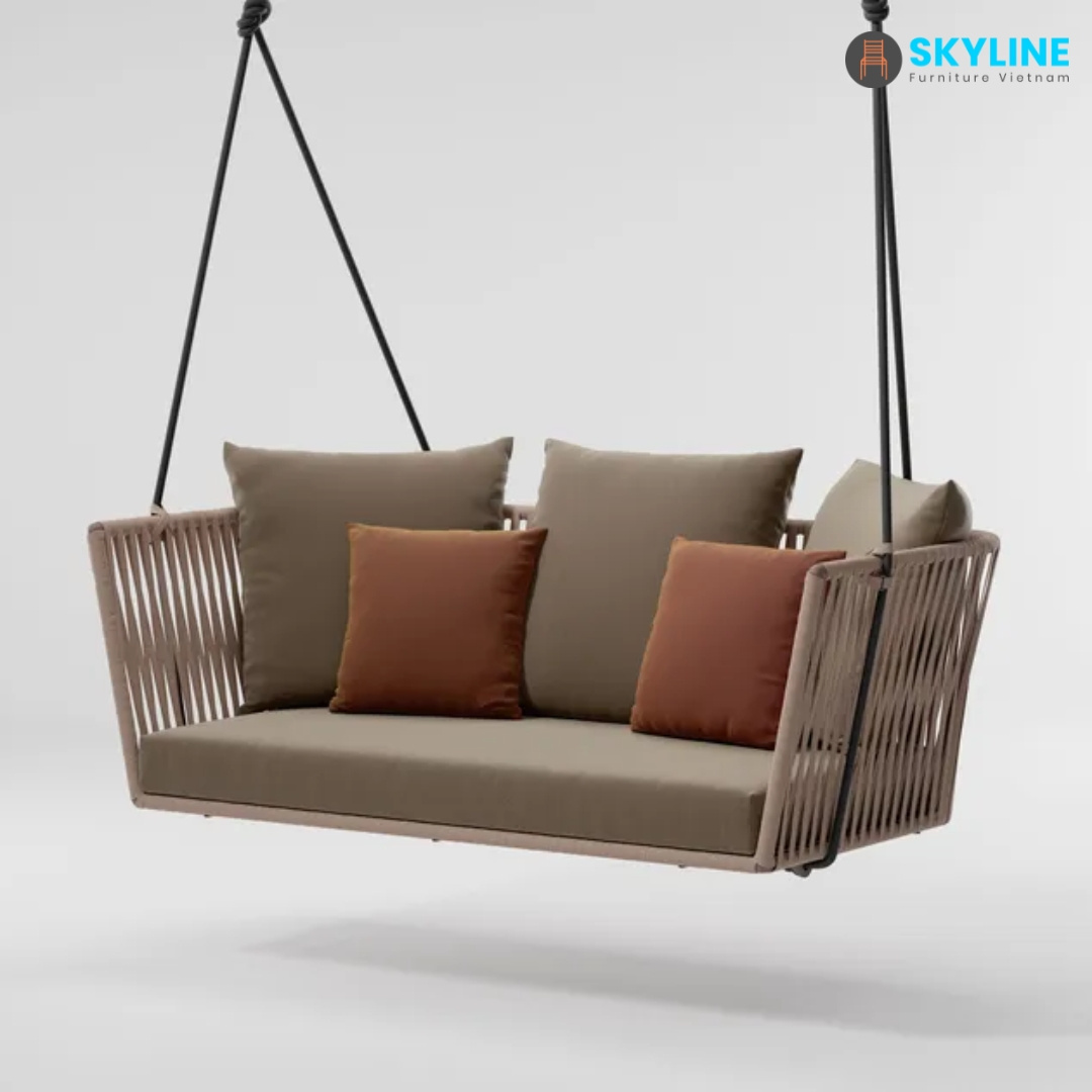 Custom Double Rattan Garden Swing Chair Hanging Egg Wicker Hanging Swing Chair From Viet Nam