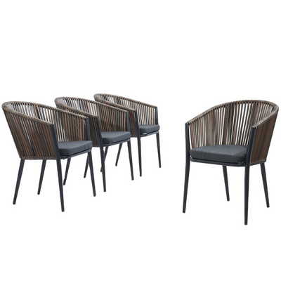 Custom Restaurant Hotel Outdoor Wicker Dining Chairs Patio Furniture Modern Luxury Rattan  Chairs