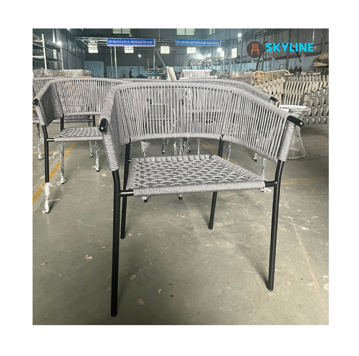 Skyline  Modern Rattan Furniture Patio Garden Chair Durable Aluminum Outdoor Dining Chairs For Restaurant