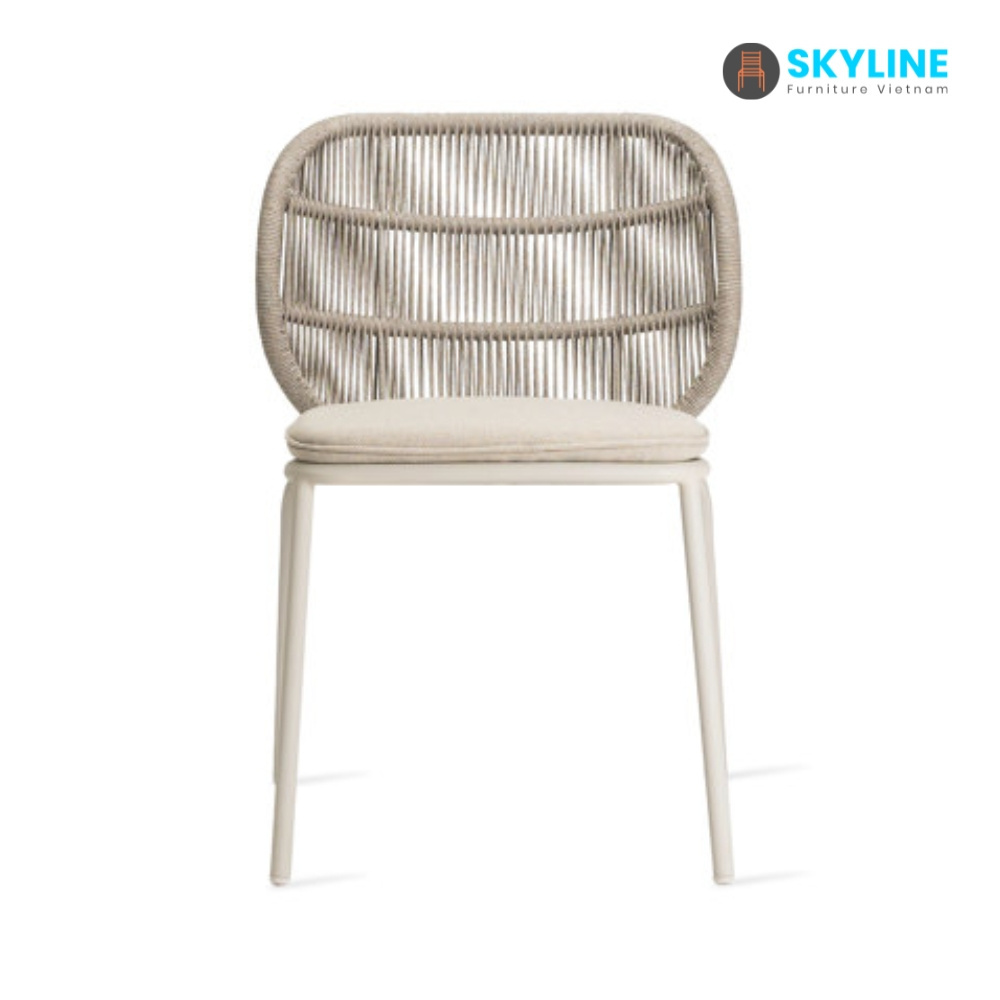 Stackable Dining Chair Aluminum Beige Frame Outdoor Furniture From Viet Nam