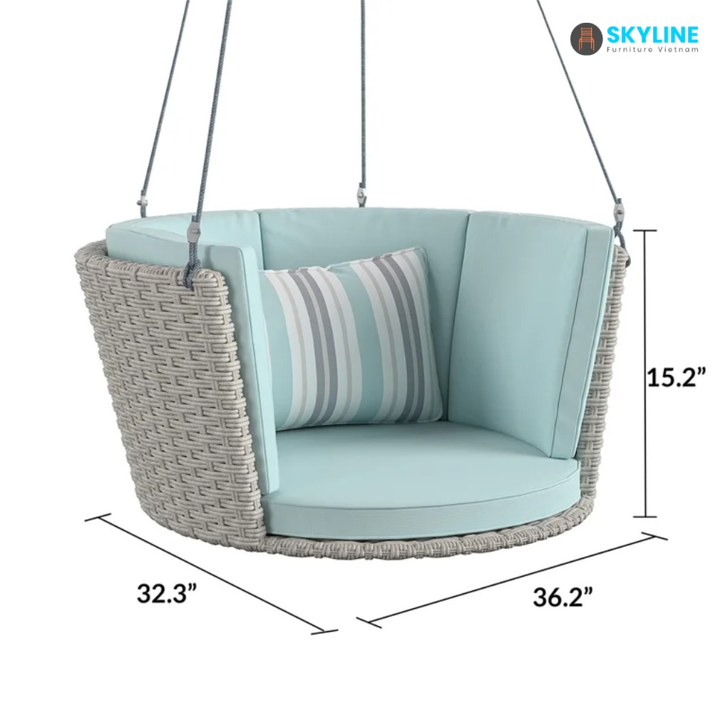 Beautiful Courtyard swing double hammock indoor yard Metal Frame Rattan Outdoor Furniture Garden Chair Patio Swing from Vietnam