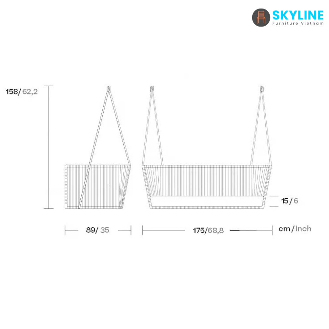 Custom Double Rattan Garden Swing Chair Hanging Egg Wicker Hanging Swing Chair From Viet Nam