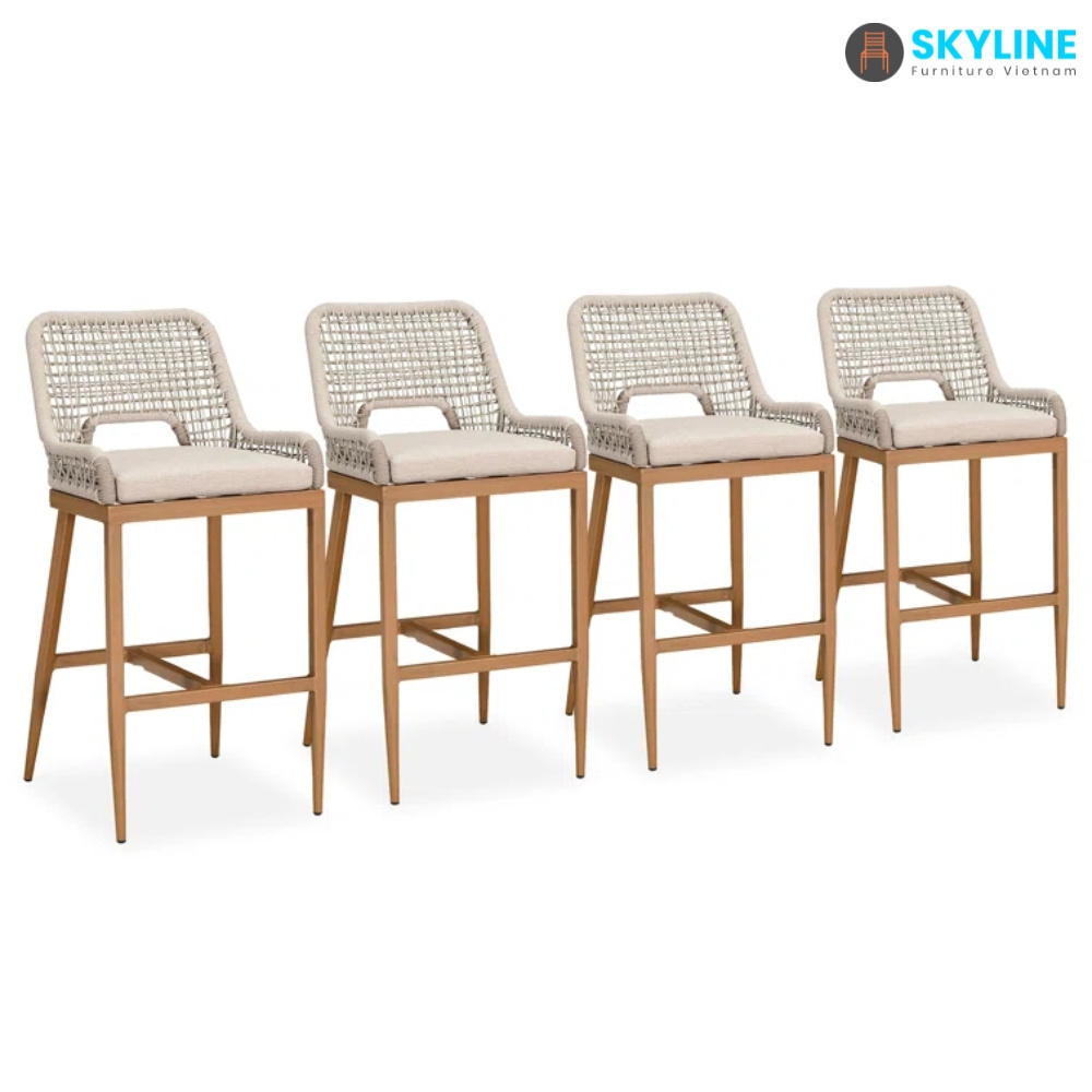 Skyline Modern Outdoor Bar Stool High Chairs Table Set Luxury Garden Furniture Bar Table And Chair For Restaurant And Bars