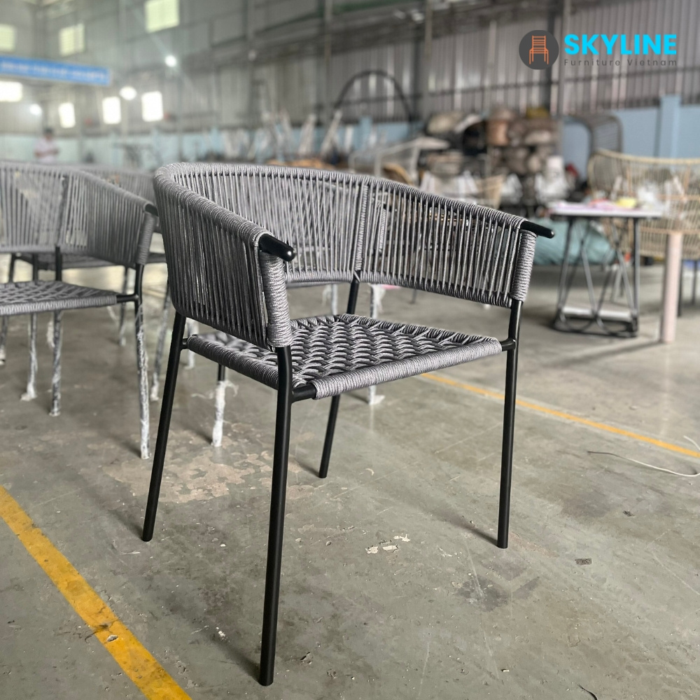 Skyline  Modern Rattan Furniture Patio Garden Chair Durable Aluminum Outdoor Dining Chairs For Restaurant