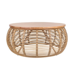 Rattan Coffee Table Living Room Decoration Wicker Interior Furniture Handmade Side Table Handwoven Rattan Wood Modern