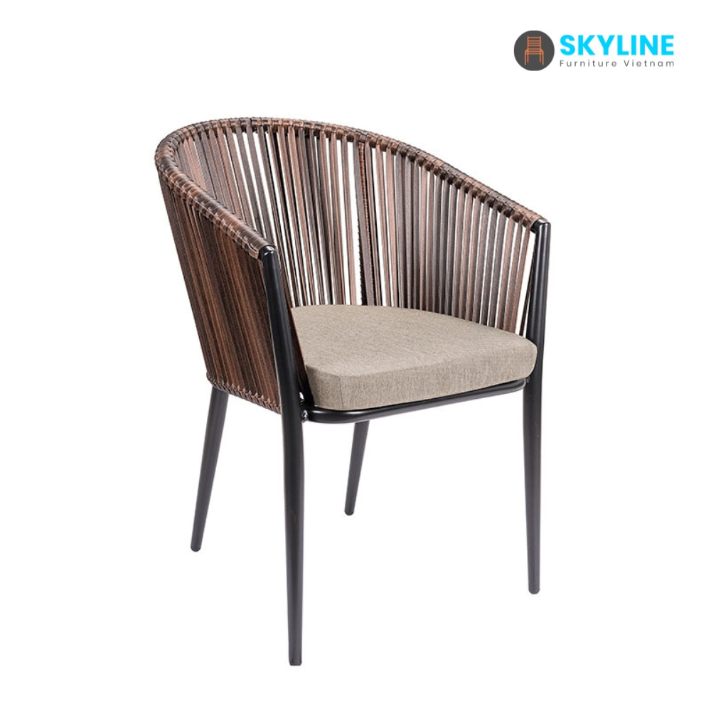 Custom Restaurant Hotel Outdoor Wicker Dining Chairs Patio Furniture Modern Luxury Rattan  Chairs