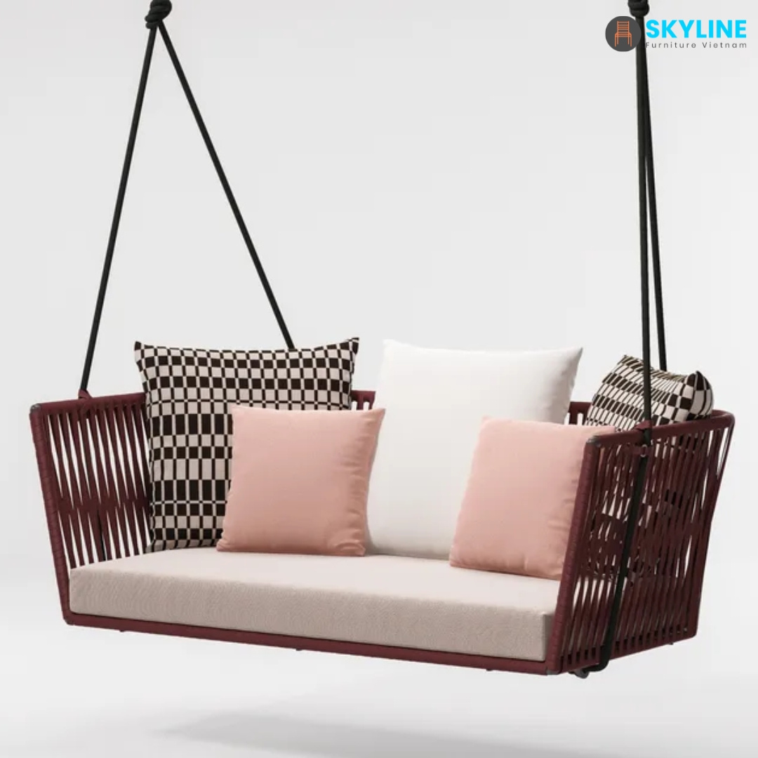 Custom Double Rattan Garden Swing Chair Hanging Egg Wicker Hanging Swing Chair From Viet Nam