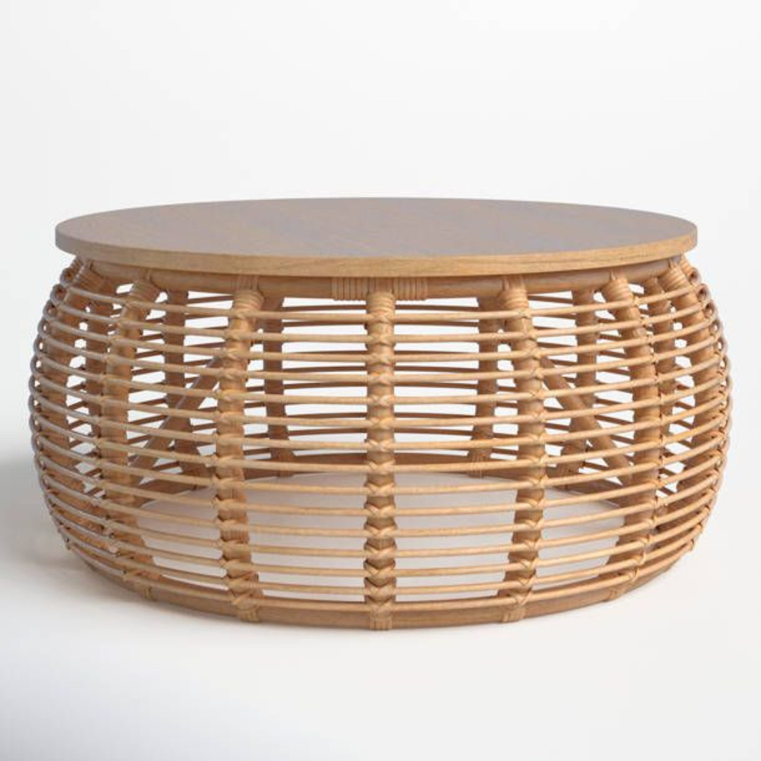 Corner Rattan Table Living Room Decoration Wicker Interior Furniture Handmade Side Table Handwoven Rattan Wood Modern