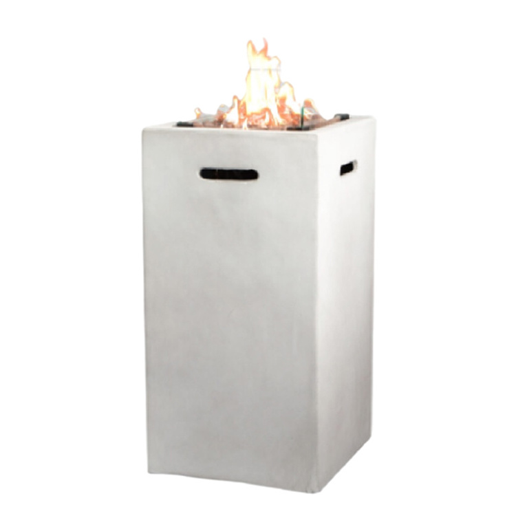 Simple Design Outdoor Garden Grey Propane Gas Square Column Vertical Fire Pit