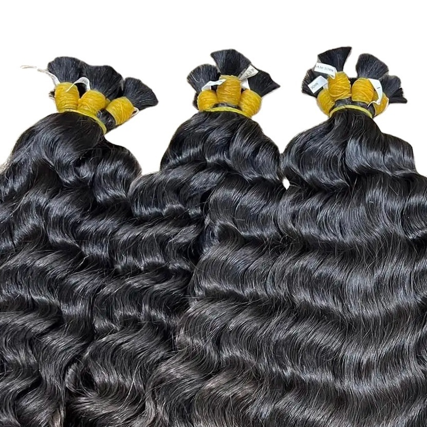 Stunning must have item 1B black wavy curly straight human hair bulk human hair for braiding virgin raw Vietnamese hair