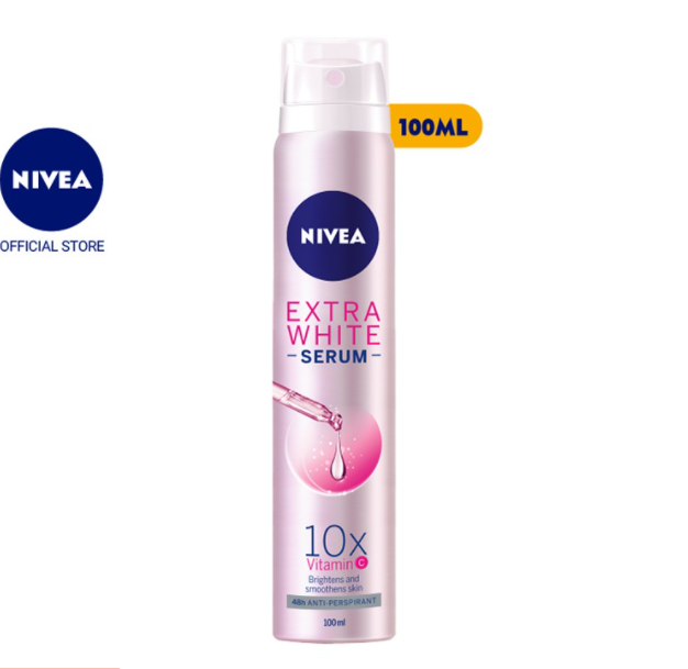 Deodorant Spray Nivea Extra White Serum 10x Vitamin C Brightens And Smoothens Skin 100ml x 12 pcs