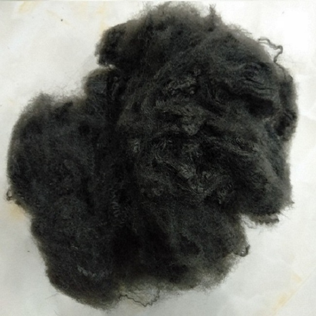 Staple Fiber from Vikohasan Manufacturer Vietnam Solid Dry Recycled Polyester for Sale 6D51SD Black 100% Polyester 6D 51mm