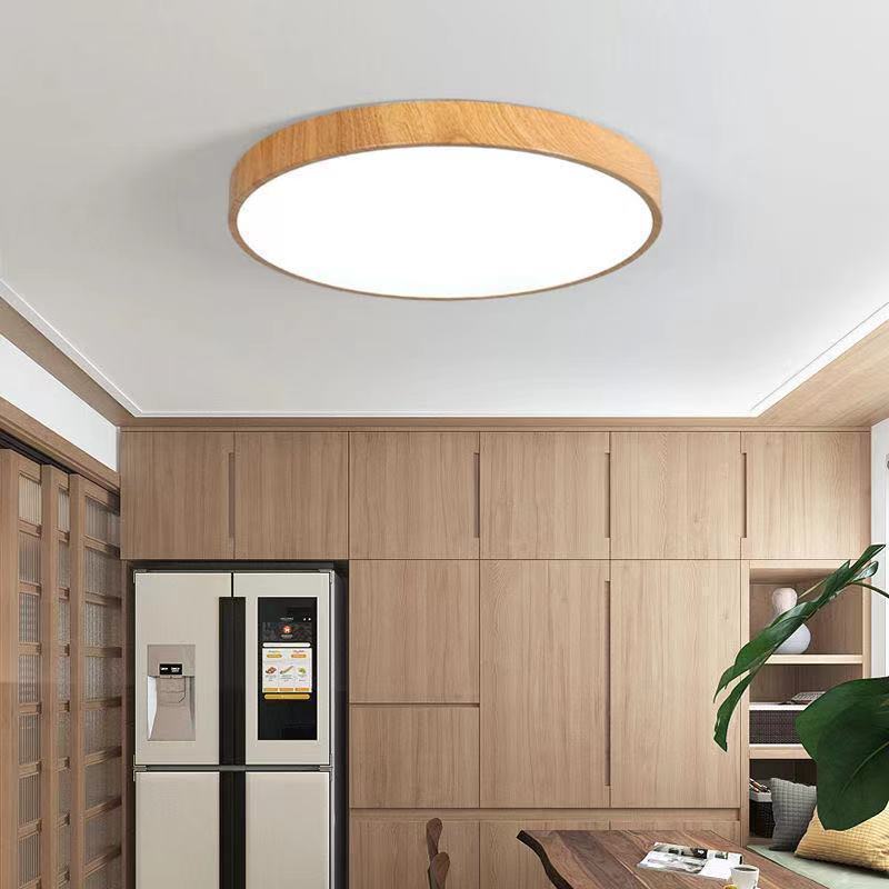 Bargain Sale Living Room Bedroom Wood Color Surface Mounted Lamp Round Home Lighting Fixtures Modern LED Ceiling Lights