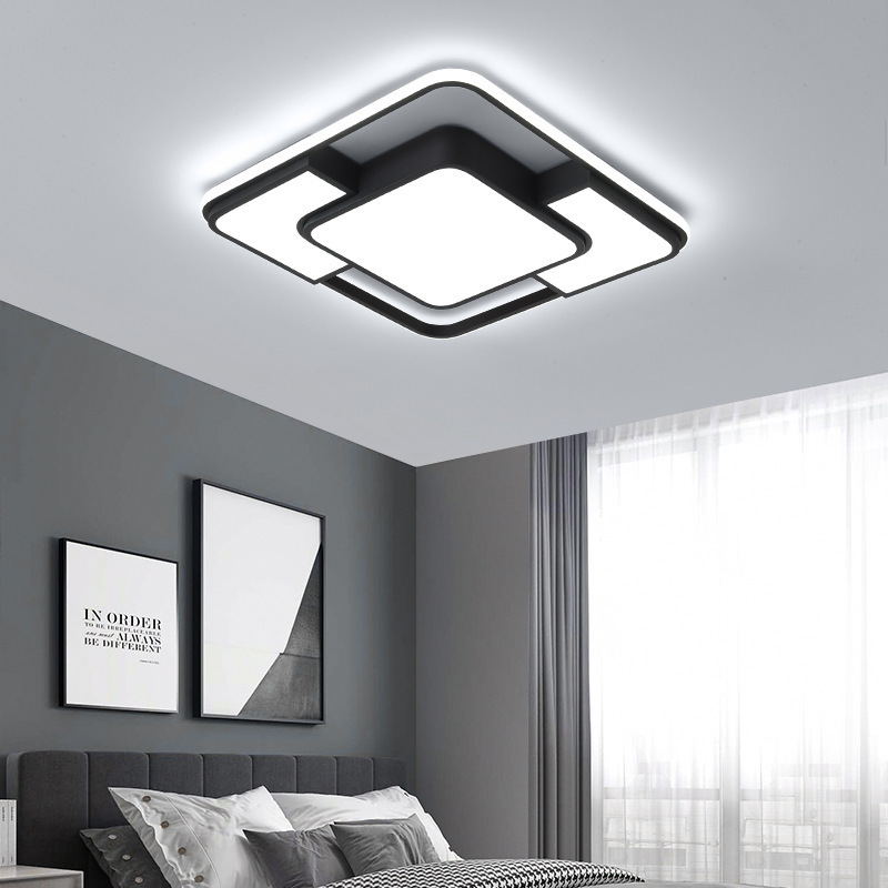 Living Room Bedroom Study Dining Room Home Remote Control Dimmable Black Modern LED Ceiling Light