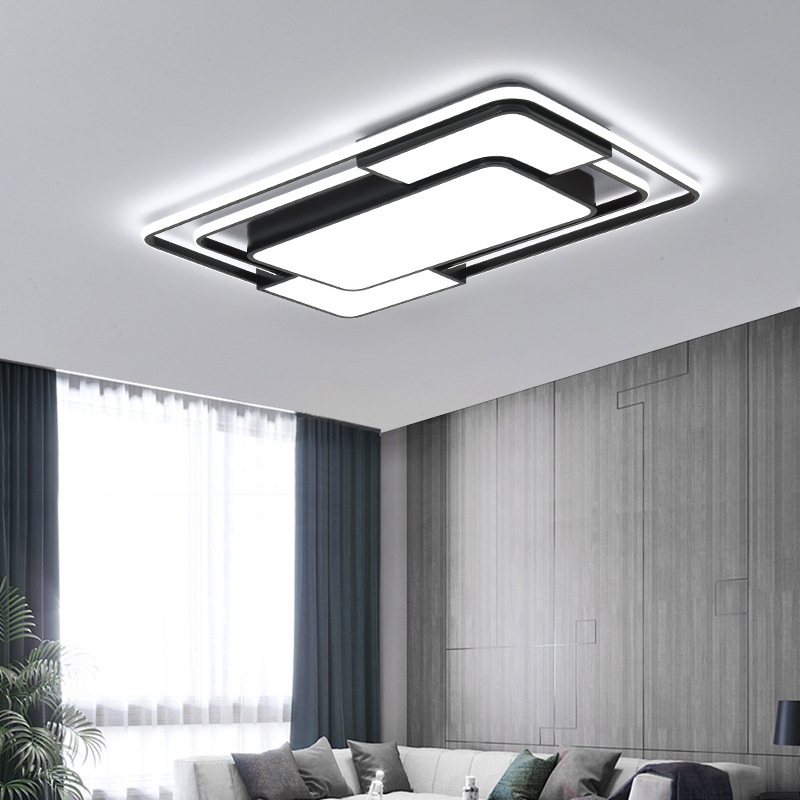 Living Room Bedroom Study Dining Room Home Remote Control Dimmable Black Modern LED Ceiling Light