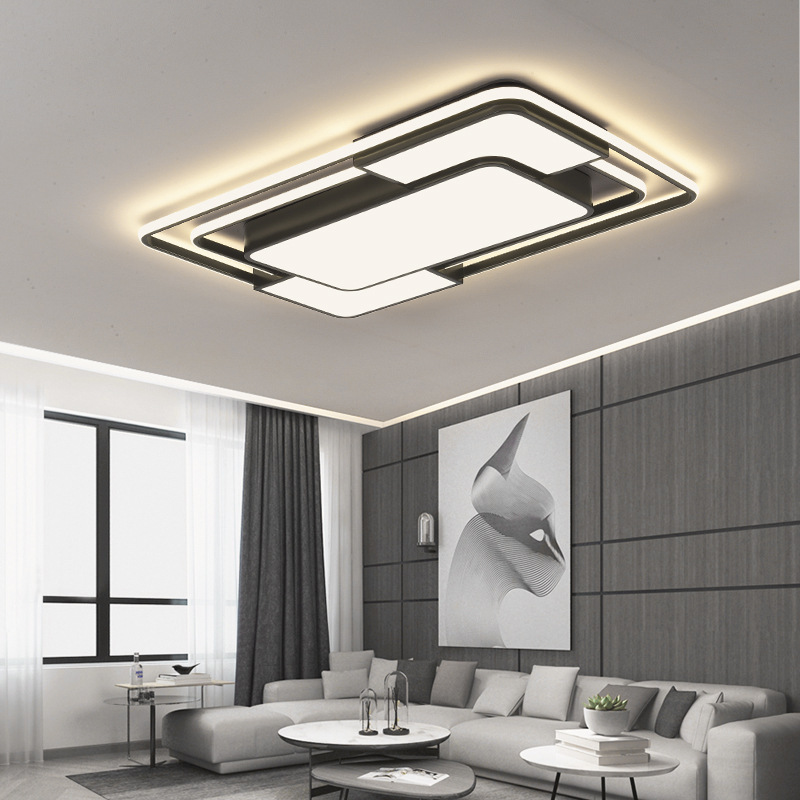 Living Room Bedroom Study Dining Room Home Remote Control Dimmable Black Modern LED Ceiling Light