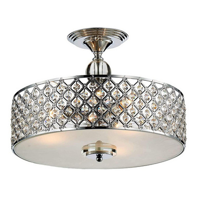 Luxury Hallway Living Room Semi Round Chrome Crystal Modern Flush Mount Ceiling Lights