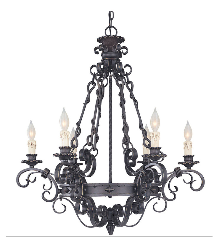 American Country Iron Pendant Lamp Dining Room Retro Black Chandelier Bedroom European-style Candle Pendant Ceiling Light for Ch