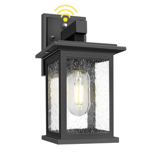 Outdoor Wall Mount Lights 2 Pack, 1-Light Exterior Sconces Lantern in Black Finish with Clear Seeded Glass