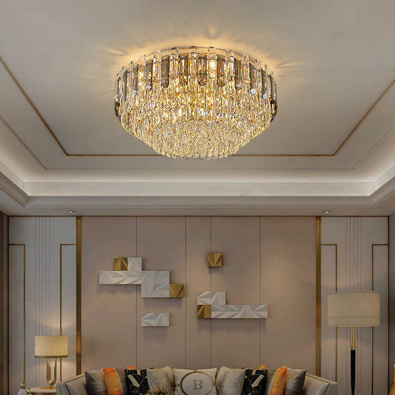 Whosale luxury modern fixtures low living room Round crystal ceiling light Hotel Lobby led Chandelier bedroom ceiling light