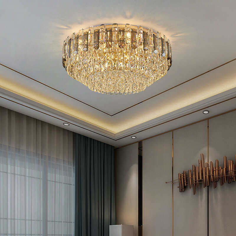 Whosale luxury modern fixtures low living room Round crystal ceiling light Hotel Lobby led Chandelier bedroom ceiling light