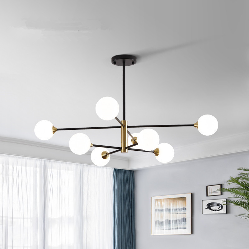 Factory Large Ceiling Light Fixture with Glass Classic 15 Lights Chandelier Black Pendant Lights for Home Decor Bathroom IN0187