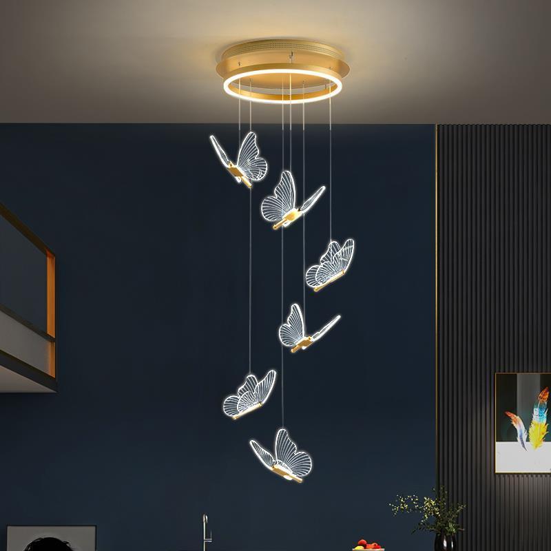 Nordic Modern Single Butterfly Acrylic Pendant Light Bedroom Hanging Lamp Living Room Decoration Bar Hotel LED Light Fixture