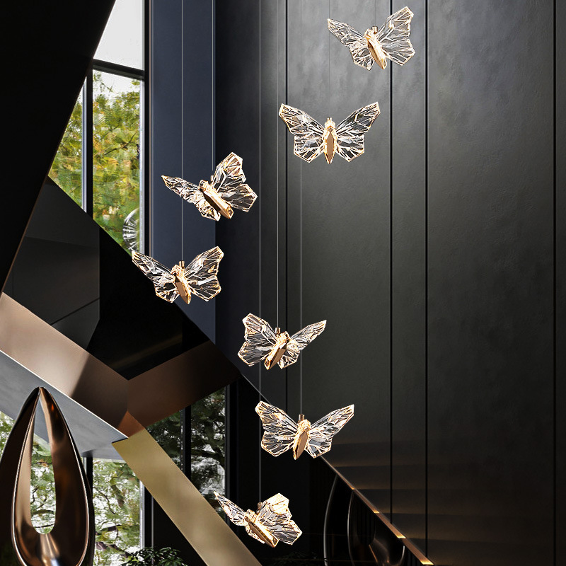 Nordic Modern Single Butterfly Acrylic Pendant Light Bedroom Hanging Lamp Living Room Decoration Bar Hotel LED Light Fixture