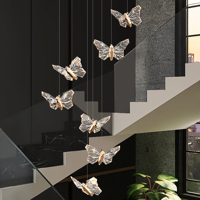 Nordic Modern Single Butterfly Acrylic Pendant Light Bedroom Hanging Lamp Living Room Decoration Bar Hotel LED Light Fixture