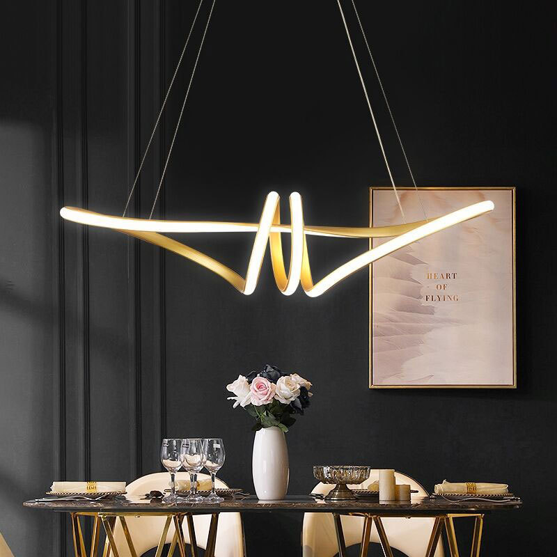 Gold vintage many ring fixture hanging aluminum ceiling restaurant led chandelier lamps dome pendant light