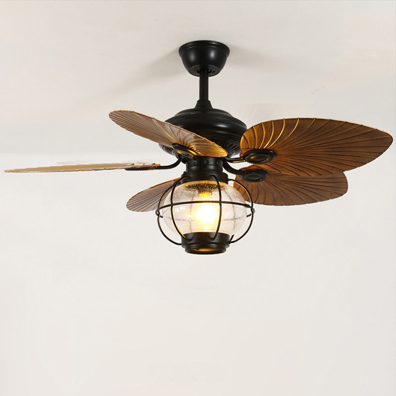 Outdoor pavilion balcony fan chandelier outdoor courtyard pavilion Chinese sunshine room ceiling fan lamp industrial fan lamp