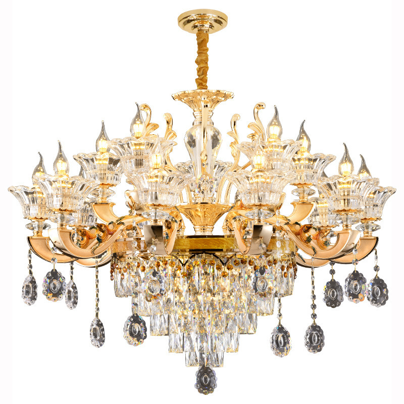 E14 Villa Hall Modern European style classic living room crystal chandelier luxury high end custom crystal chandelier