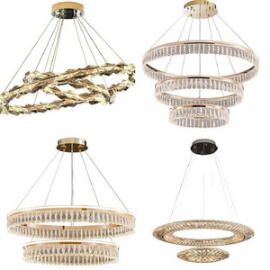 2022Modern luxury gold acrylic hanging ceiling pendant lamps led aluminum art designer pendant light restaurant round chandelier