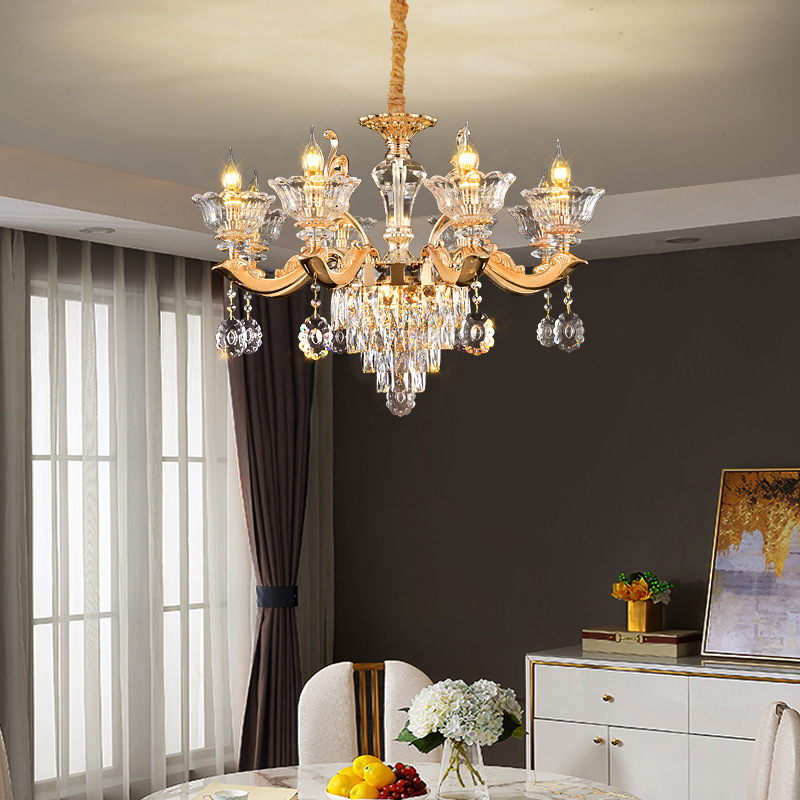 E14 Villa Hall Modern European style classic living room crystal chandelier luxury high end custom crystal chandelier