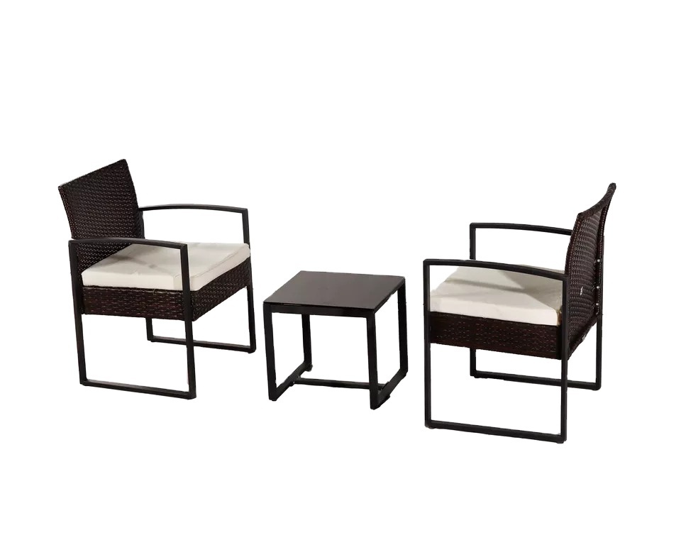 3 Pieces Patio Set Outdoor Wicker Patio Furniture Sets Rattan Bistro Set with Coffee Table