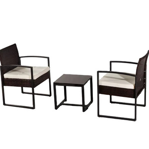 3 Pieces Patio Set Outdoor Wicker Patio Furniture Sets Rattan Bistro Set with Coffee Table