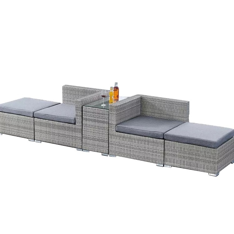 Patio 5 piece conversation sectional sofa set outdoor wicker rattan patio garden furniture sofa