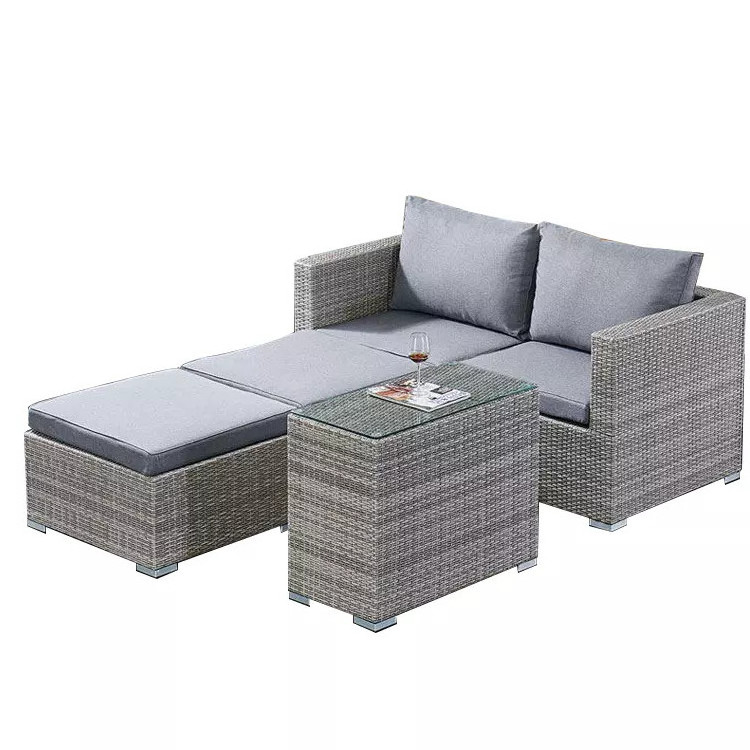 Patio 5 piece conversation sectional sofa set outdoor wicker rattan patio garden furniture sofa