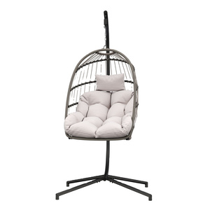 Wholesale High Quality Modern Egg Chairs Outdoor Hanging Cushion Rattan Egg Swing Chairs